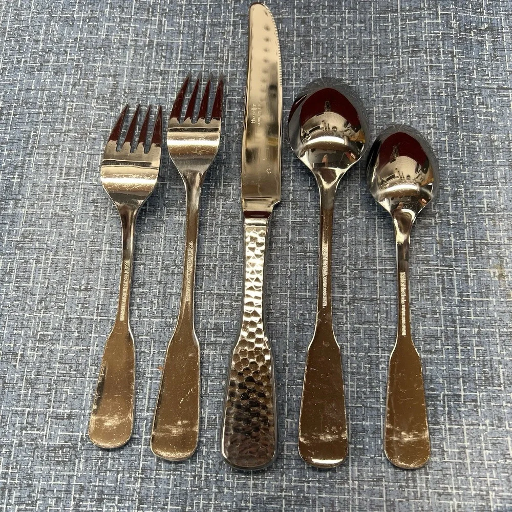 Tools of the Trade TOT25 Flatware Hammered 5 Piece Place Setting Stainless Japan